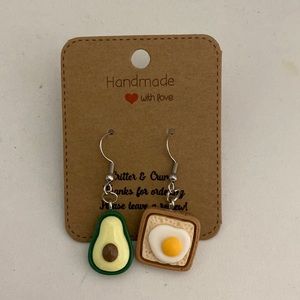 Handmade avocado toast earrings